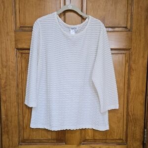 Coldwater Creek Cream Textured Blouse